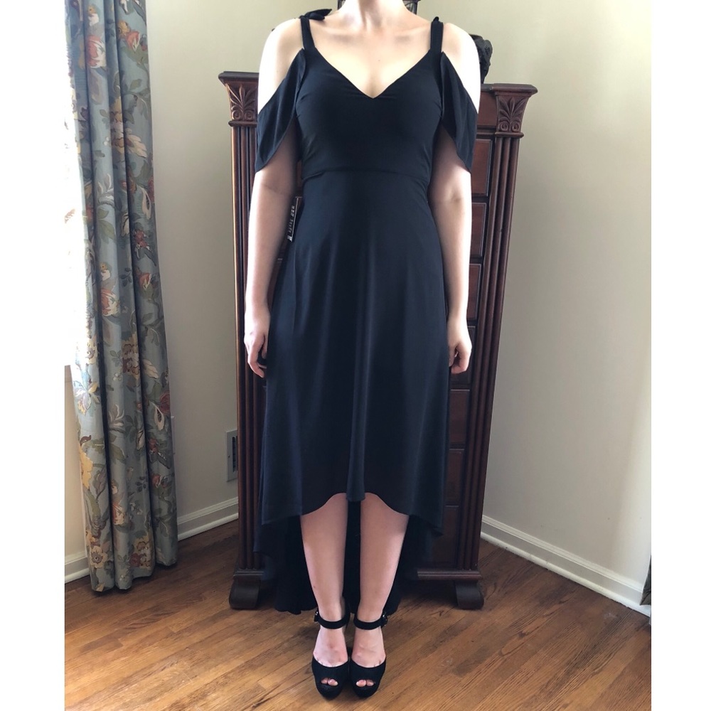 Express High Low Maxi shoulder ruffle sleeve dress